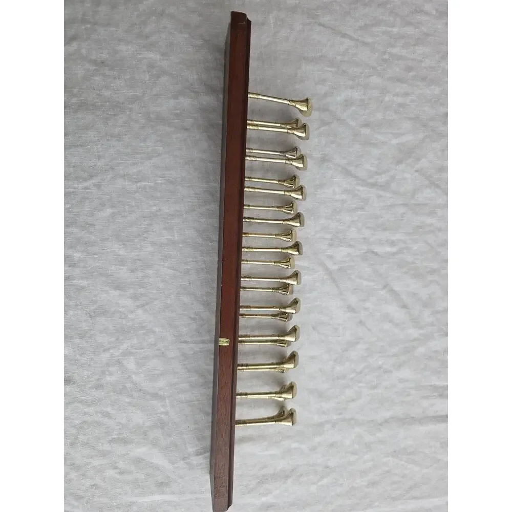 Vintage Brass Golf Club Peg Hanger Wood Tie Rack Wall Mount Scarf Belt
